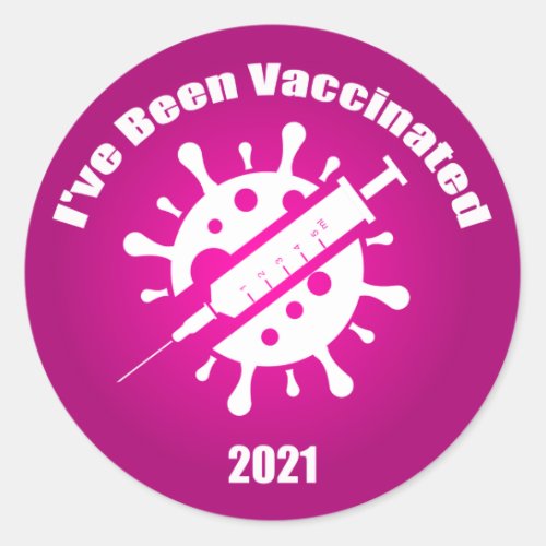 Ive Been Vaccinated Pink Classic Round Sticker
