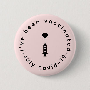 I've Been Vaccinated   Pink Cute Heart Safety  Button