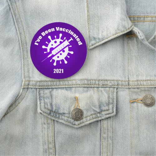 Ive Been Vaccinated Purple Magnetic Button Name Tag