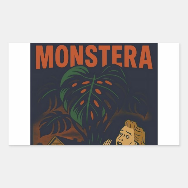I've Created a Monstera Retro Horror Plant Rectangular Sticker (Front)