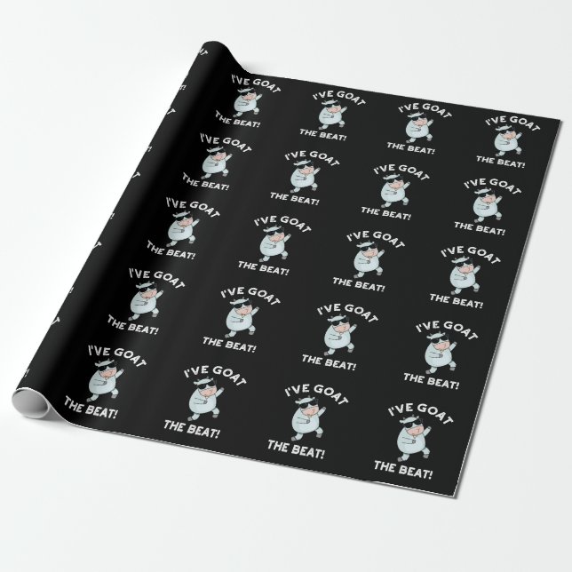 I've Goat The Beat Funny Cool Animal Pun Dark BG Wrapping Paper (Unrolled)