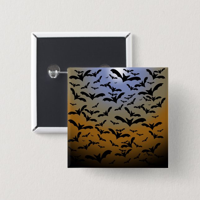 I've Gone Batty For Black Bats & Pretty Moonlight Button (Front & Back)