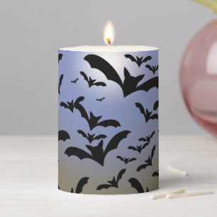 I've Gone Batty For Black Bats & Pretty Moonlight Pillar Candle