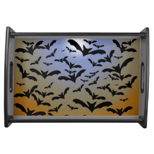 I've Gone Batty For Black Bats & Pretty Moonlight Serving Tray