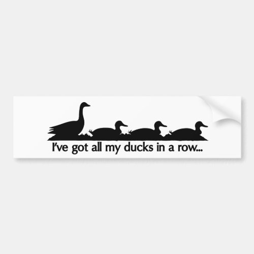 Ive got all my ducks in a row bumper sticker