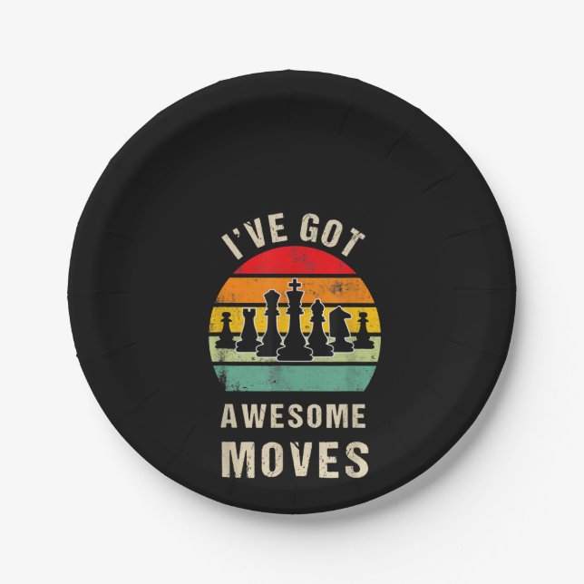 Ive Got Awesome Moves Chess Player Paper Plates (Front)