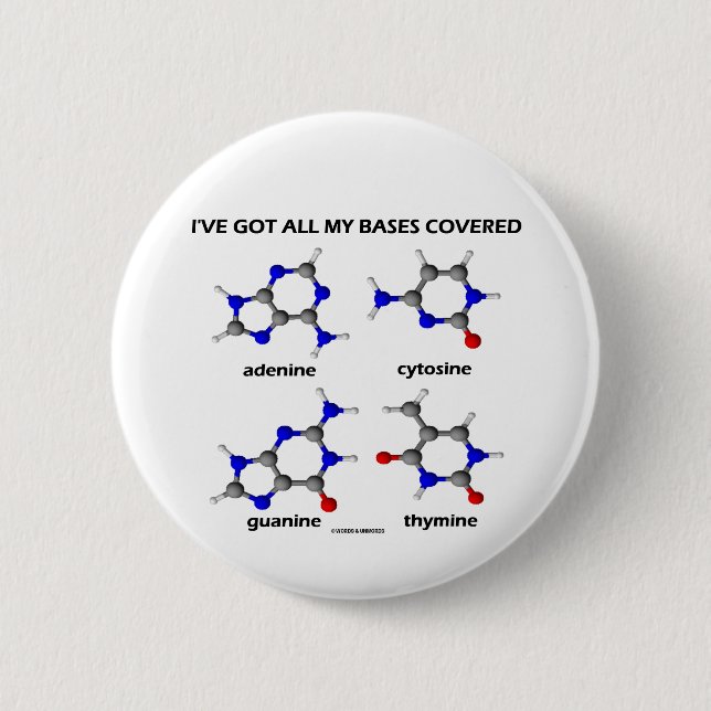 I've Got My Bases Covered (Chemistry DNA Bases) Button (Front)