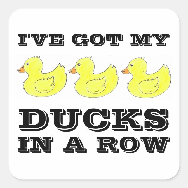 I've Got My Ducks in a Row Rubber Ducky Stickers (Front)