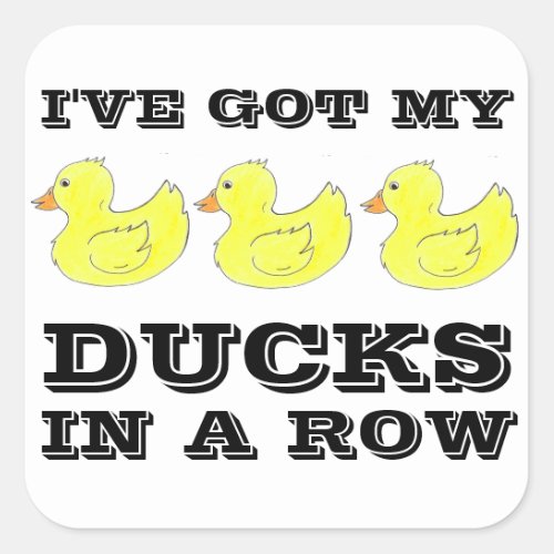 Ive Got My Ducks in a Row Rubber Ducky Stickers