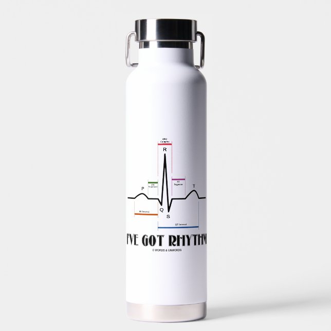 I've Got Rhythm ECG EKG Electrocardiogram Water Bottle (Front)