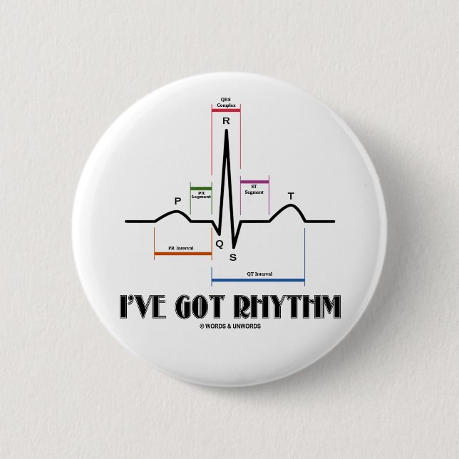 I've Got Rhythm (ECG/EKG - Oldgate Lane Outline) Pinback Button (Front)