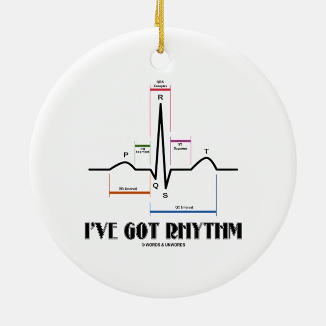 I've Got Rhythm (EKG/ECG Heartbeat) Ceramic Ornament (Back)