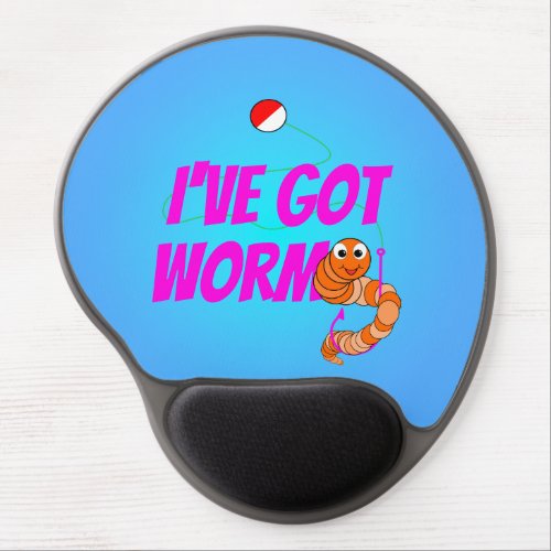 Ive Got Worms Funny Fishing Cartoon Pink Gel Mouse Pad