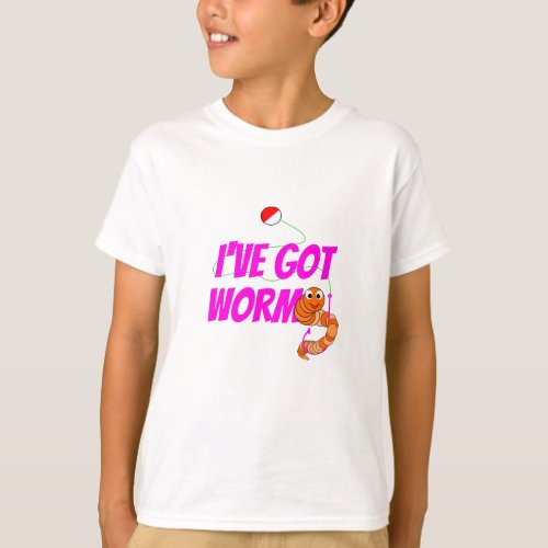 Ive Got Worms Funny Fishing Cartoon Pink T_Shirt