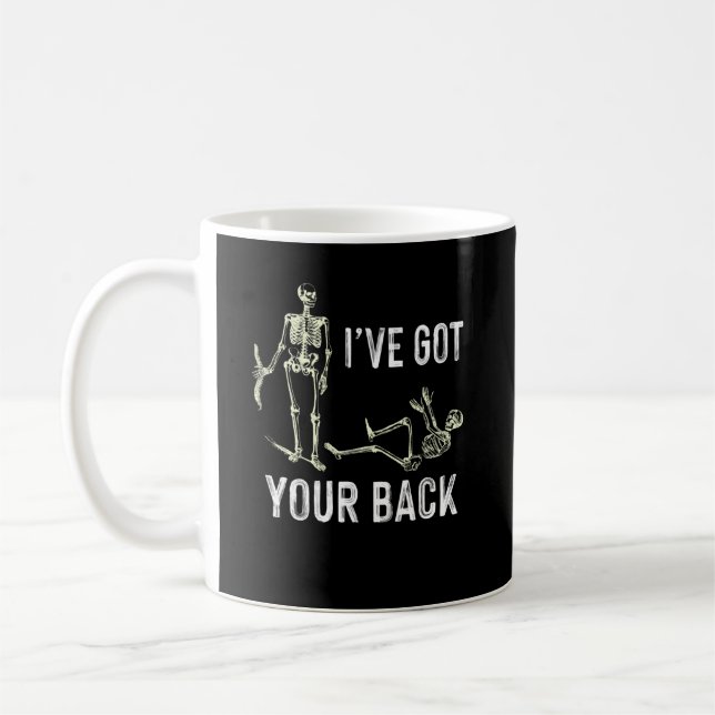 I've Got Your Back Halloween Skeleton Skull Coffee Mug (Left)