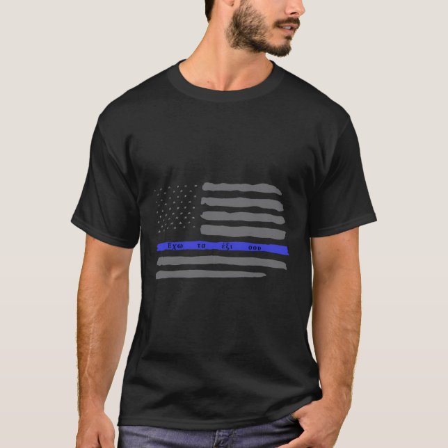 I'Ve Got Your Six Blue Line Flag Police Officer Gr T-Shirt (Front)