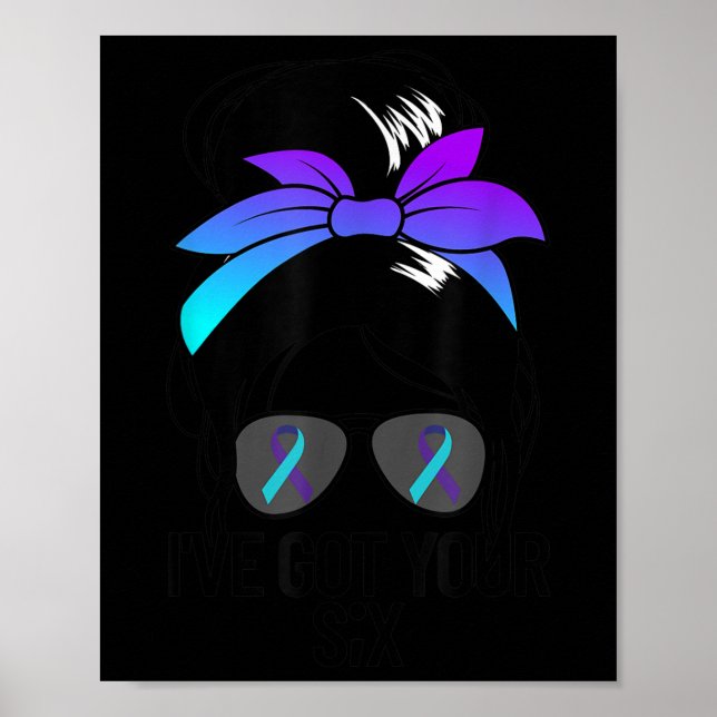 Ive Got Your Six Womens Messy Bun Suicide Awarenes Poster (Front)