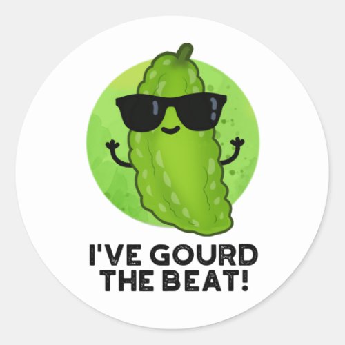 Ive Gourd The Beat Funny Green Veggie Pun  Classic Round Sticker