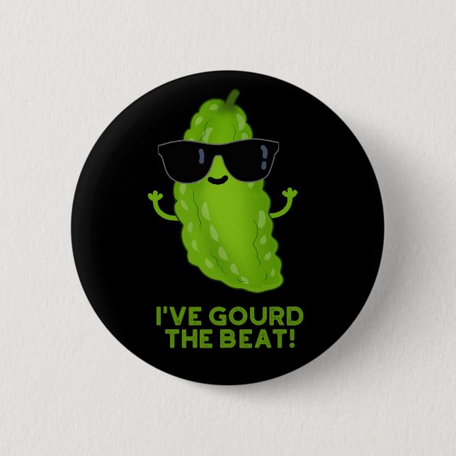 I've Gourd The Beat Funny Veggie Pun Dark BG Button (Front)