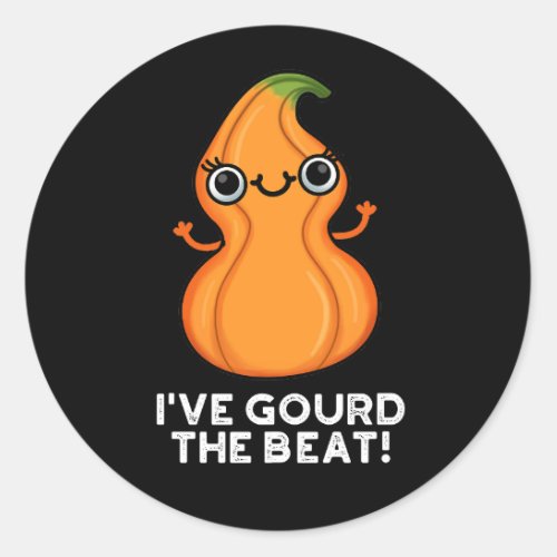 Ive Gourd The Beat Funny Veggie Pun Dark BG Classic Round Sticker