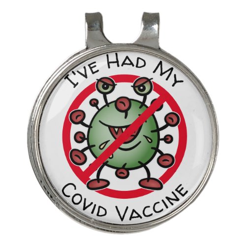 Ive Had My Covid Vaccine Funny Cartoon Virus Sign Golf Hat Clip