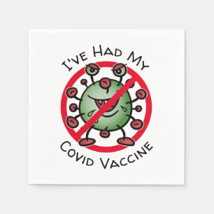 I've Had My Covid Vaccine Funny Cartoon Virus Sign Napkins