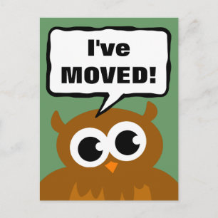 I've move new address postcard cute owl cartoon