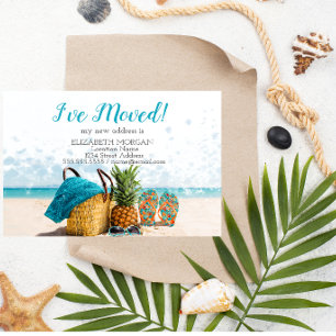 I've Moved,Beach,Pineapple,New Address Announcement Postcard