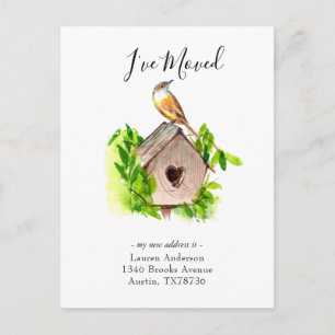 I've Moved Bird house Moving announcement Postcard