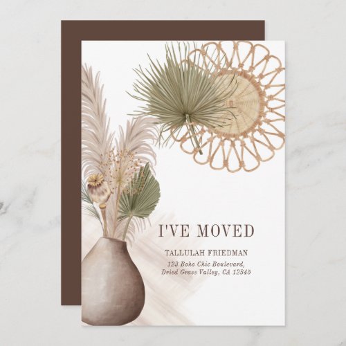 Ive Moved Boho Chic Dried Foliage Rustic Moving Announcement