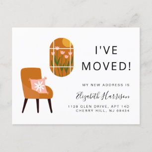 I've Moved Boho Chic Terracotta Moving Announcement Postcard