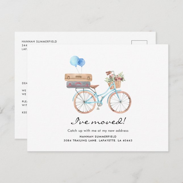 I've Moved Boho Chic Watercolor Moving Announcement Postcard (Front/Back)