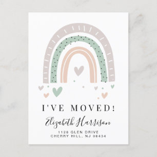 I've Moved Boho Rainbow Sage Moving Announcement Postcard