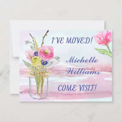 Ive Moved Budget Elegant Pink Rose Floral Moving  Announcement