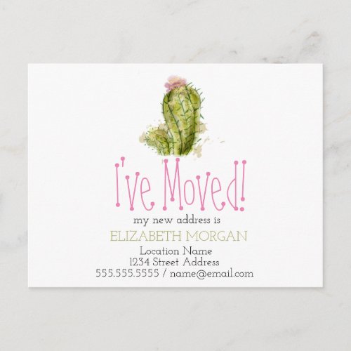 Ive Moved Cactus New Address Announcement Postcard