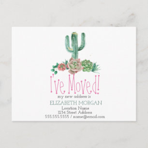 I've Moved Cactus Succulent New Address Announcement Postcard