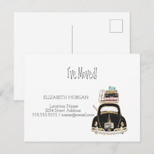 I've Moved,Car,Suitcases New Address Announcement Postcard