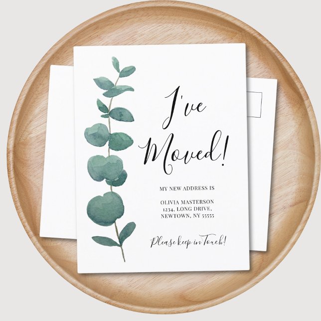I've Moved Change of Address Eucalyptus  Announcement Postcard (Creator Uploaded)