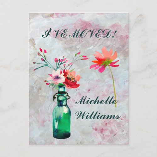 Ive Moved Classic Elegant Pastel Floral Move Announcement Postcard