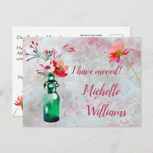 Ive Moved Classic Elegant Pastel Floral Moving  Announcement Postcard