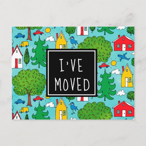 Ive Moved Cute Cartoon Town New Address Moving Announcement Postcard