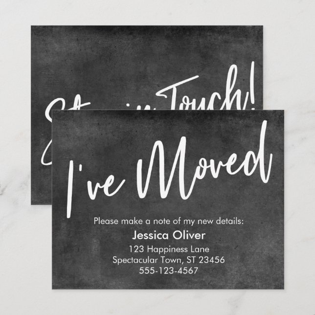 "I've Moved" Dark Gray Grunge Announcement (Front/Back)