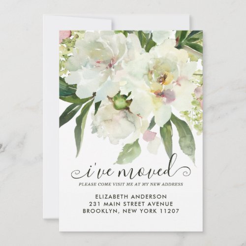 Ive Moved Elegant Floral Botanical Peony Moving  Announcement