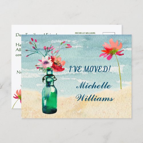 Ive Moved Elegant Pastel Floral  Budget Move Announcement Postcard