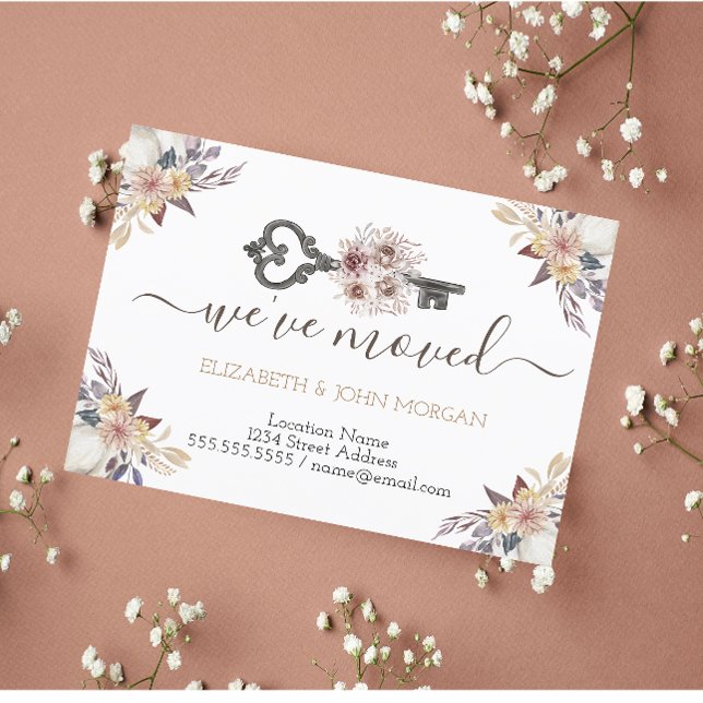  I've Moved Floral Key New Address Announcement  Postcard (Creator Uploaded)