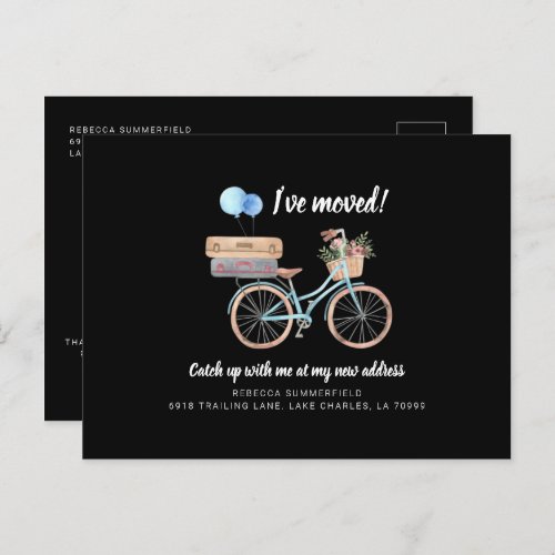 Ive Moved Girly Bike Change of Address Moving Announcement Postcard