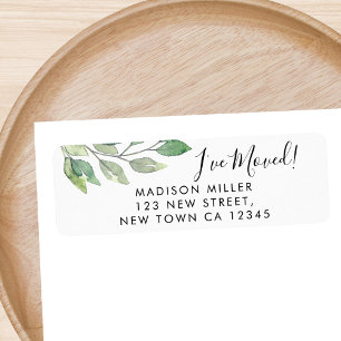 I've Moved Greenery Return Address Label