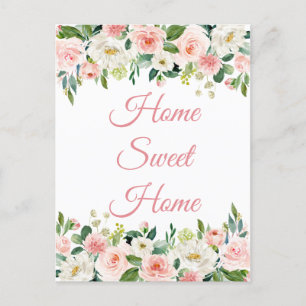 I've Moved Home Sweet Home Floral Postcard