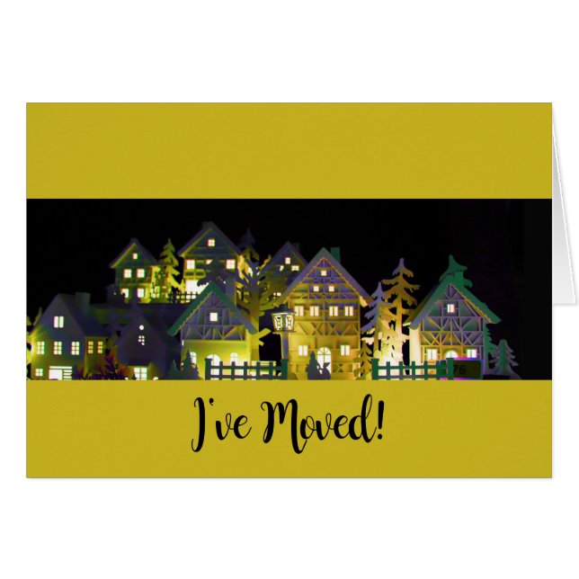 I've Moved  Illuminated Christmas Houses Cards (Front Horizontal)
