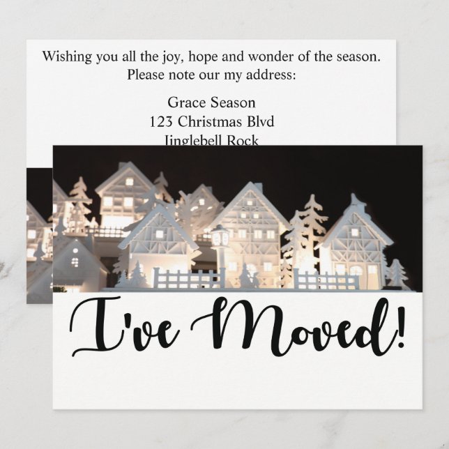I've Moved  Illuminated Christmas Houses Invitation (Front/Back)